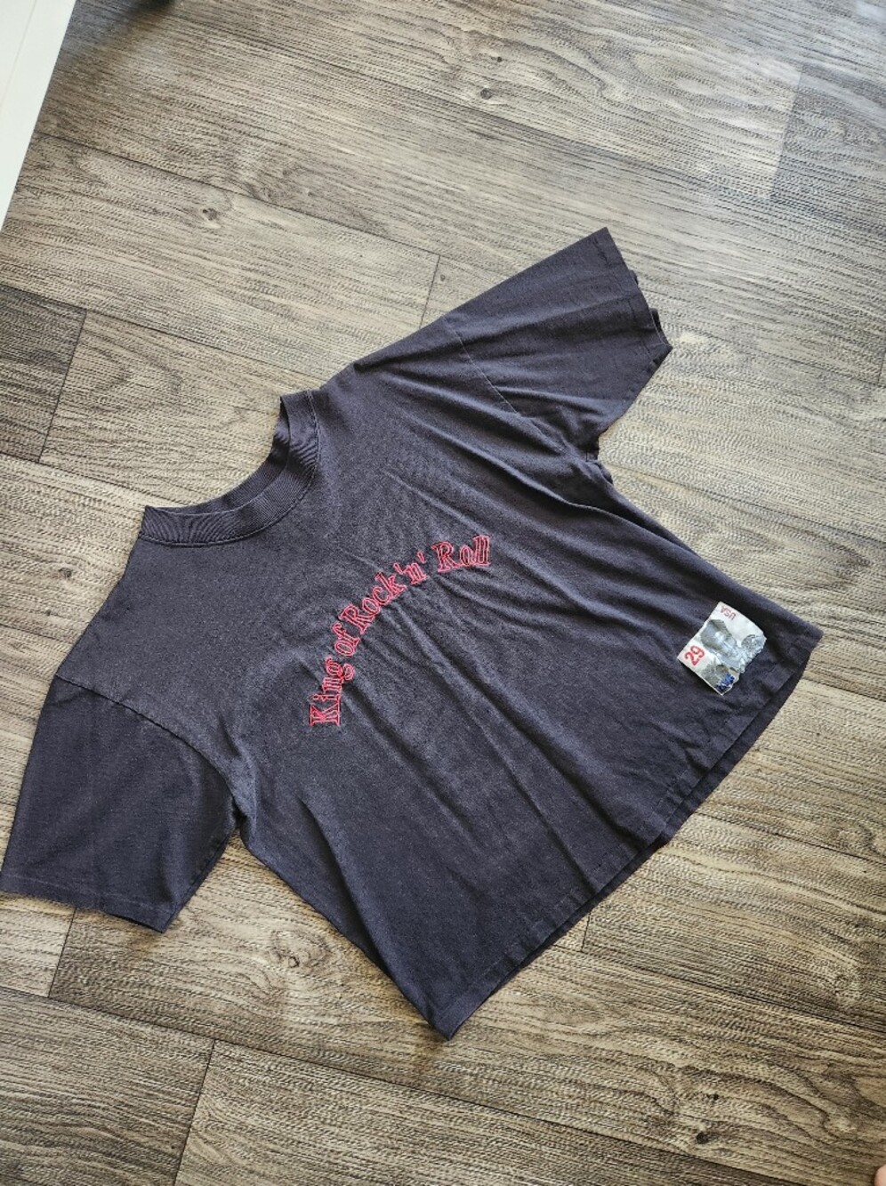 Vintage 90s Elvis Presley King of Rock n Roll Graphic Tee Faded Black